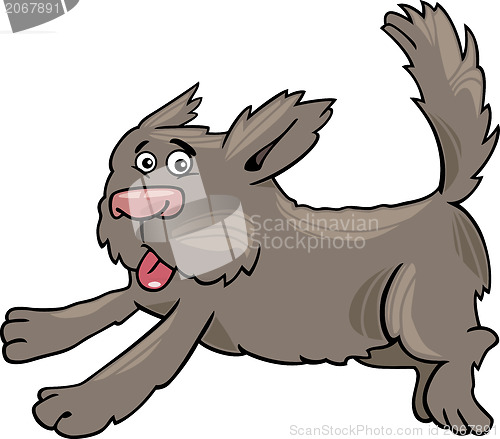 Image of running shaggy dog cartoon illustration