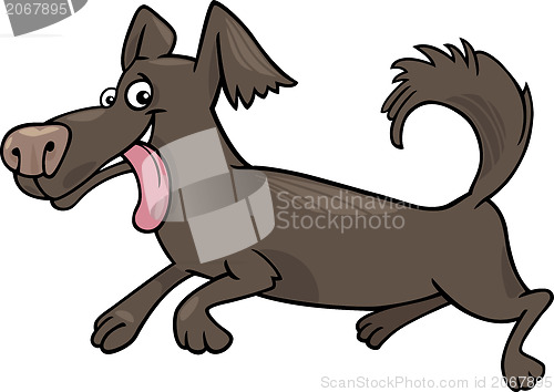 Image of running little dog cartoon illustration