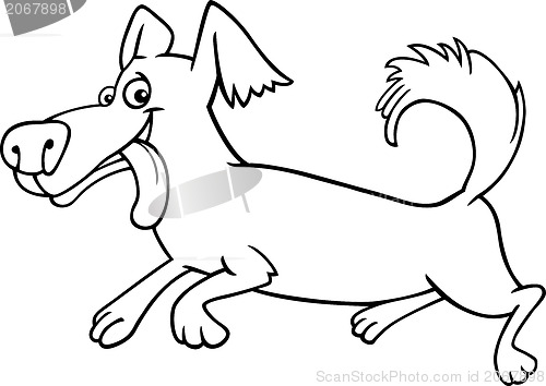Image of running little dog cartoon for coloring