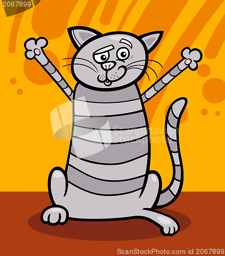 Image of happy tabby cat cartoon illustration