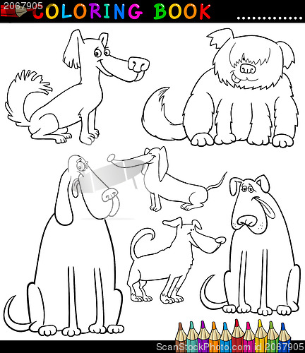 Image of Cartoon Dogs or Puppies for Coloring Book