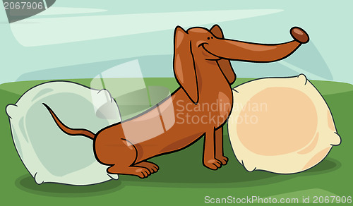 Image of cute dachshund dog cartoon illustration