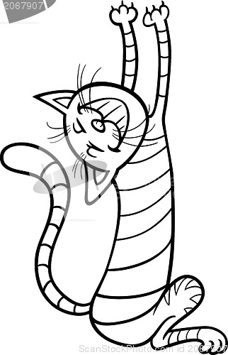 Image of funny cat cartoon for coloring book