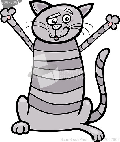 Image of happy tabby cat cartoon illustration