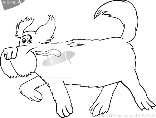 Image of Running sheepdog cartoon for coloring