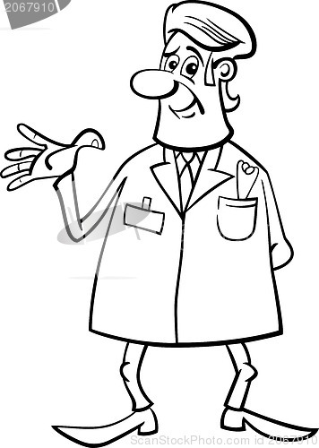 Image of medic doctor black and white cartoon