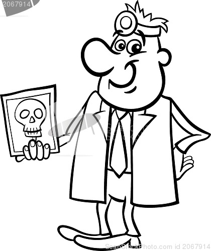 Image of doctor with xray black and white cartoon