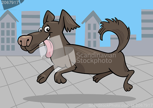 Image of running little dog cartoon illustration