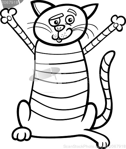 Image of happy cat cartoon for coloring book