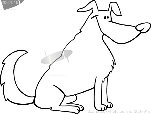 Image of sitting dog cartoon for coloring book