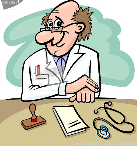 Image of doctor in clinic cartoon illustration