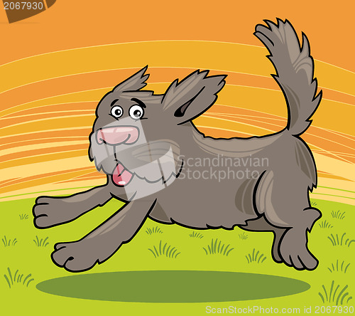 Image of running shaggy dog cartoon illustration