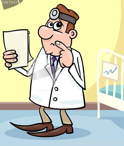 Image of cartoon illustration of doctor in hospital