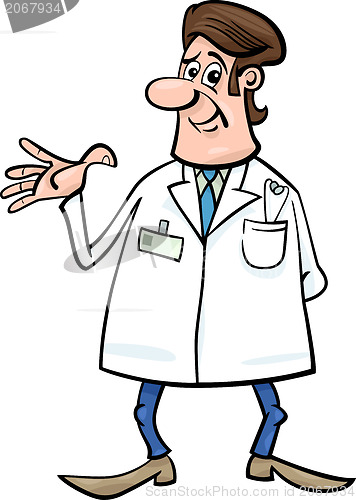 Image of doctor in white coat cartoon illustration