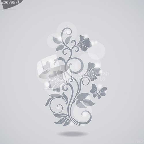 Image of Grayscale floral element