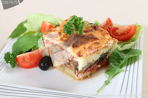 Image of Moussaka and salad