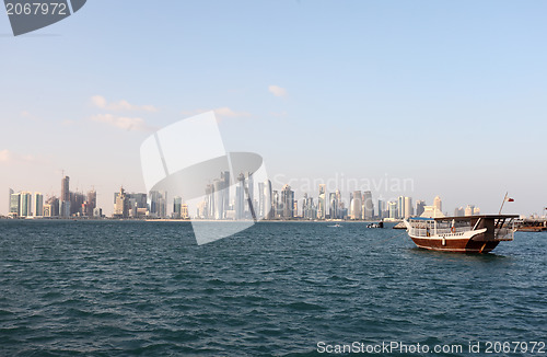 Image of Doha skyline and dhow end 2012