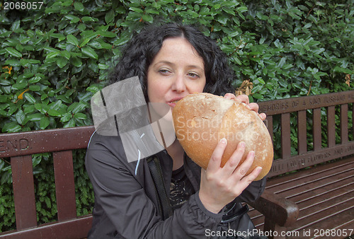 Image of Girl eating bread