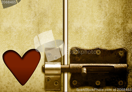 Image of lockable door and heart, valentines day