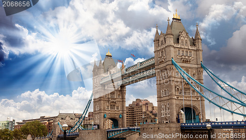 Image of Power and Magnificence of Tower Bridge Structure over river Tham