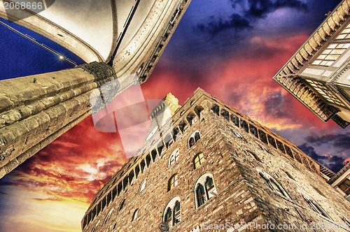 Image of Palazzo Vecchio and Piazza della Signoria in Florence. Beautiful