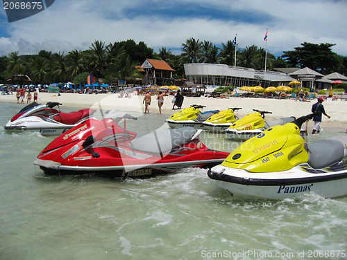 Image of Jet Ski Moored in the Thailand Sea
