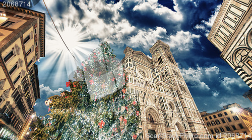 Image of Florence. Beautiful winter colors of Piazza del Duomo