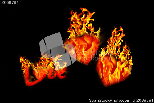 Image of Burning hearts isolated