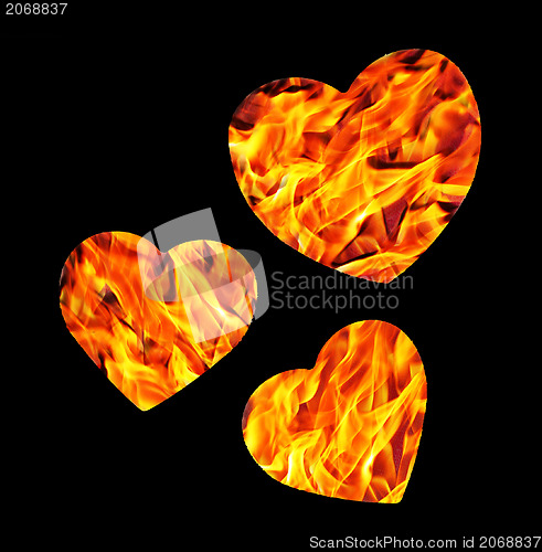 Image of Burning hearts isolated