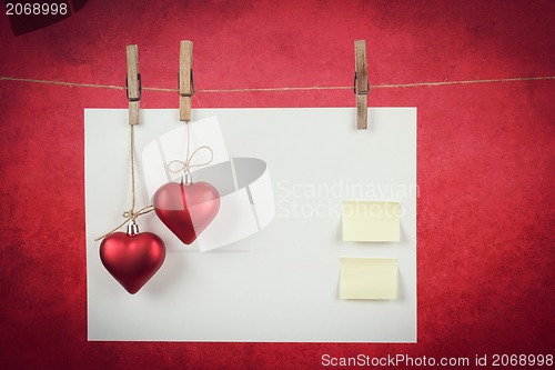 Image of empty note for valentine message
