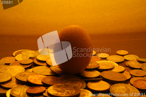 Image of Egg surrounded by coins