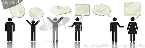 Image of a group of business people with speech bubbles 