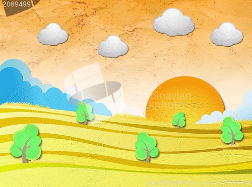Image of Weather grunge recycled paper craft stick on background