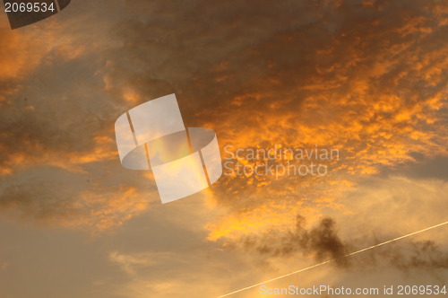 Image of Beautiful blue sky with white clouds 