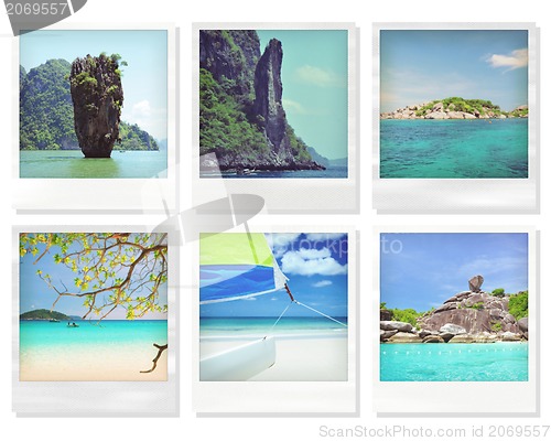 Image of tropical beach with palm, Andaman Sea, Thailand 