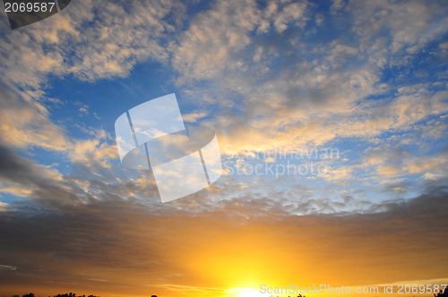 Image of Beautiful blue sky with white clouds 