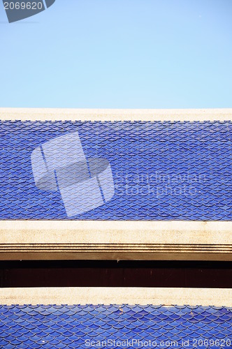 Image of A traditional Japanese roof made of blue tile.