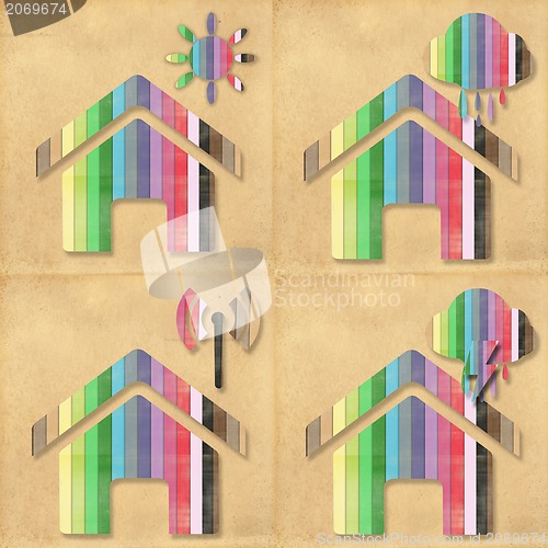 Image of Weather grunge recycled paper craft stick on background