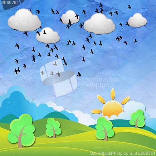 Image of Weather grunge recycled paper craft stick on background