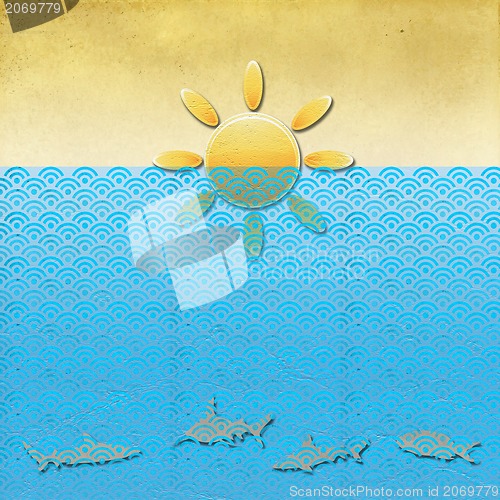 Image of Weather grunge recycled paper craft stick on background