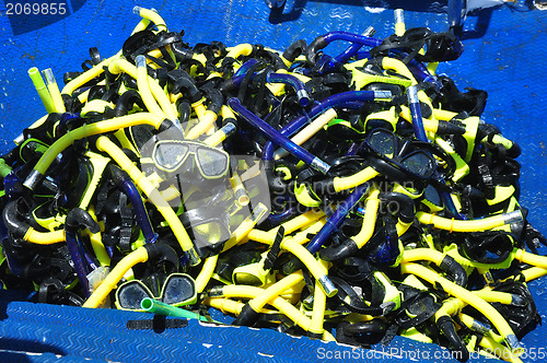 Image of mask and snorkel for scuba diving 