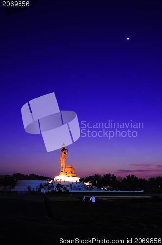 Image of Silhouette Buddha image in Vitarka Mudra Buddhamonthon, Nakhon Pathom, Thailand 