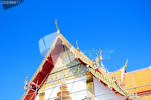 Image of Buddhist temple's roof, Nan, Thailand. 