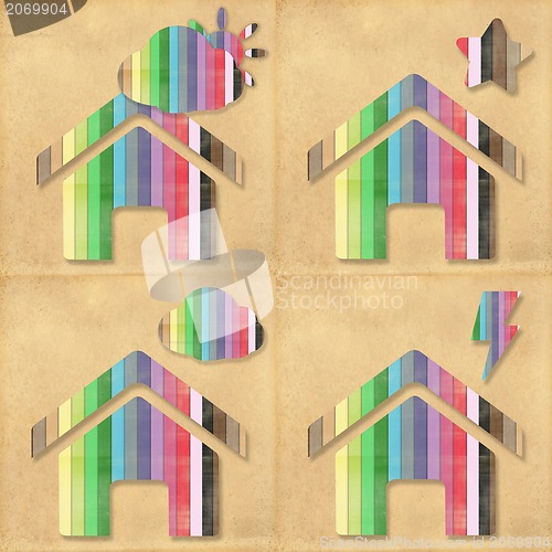 Image of Weather grunge recycled paper craft stick on background