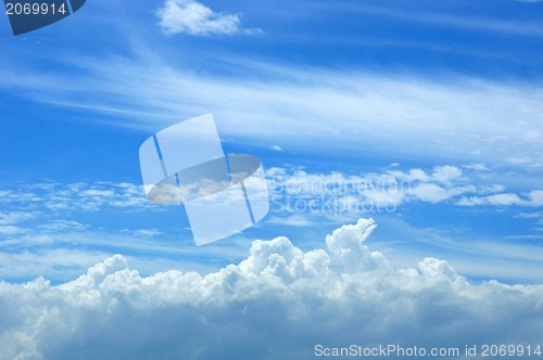 Image of Beautiful blue sky with white clouds 