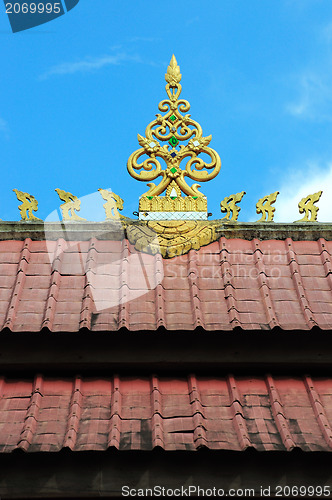 Image of Detail of the roof of the Wat Xieng Thong, Luang Prabang, Laos. 