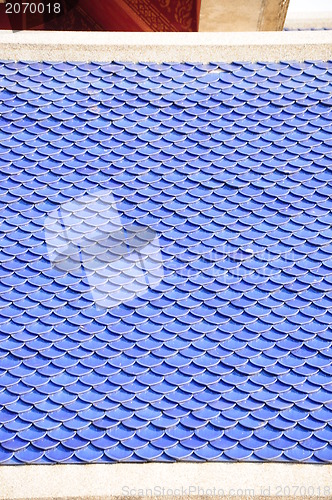 Image of A traditional Japanese roof made of blue tile.