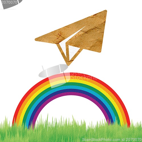 Image of Recycle paper plane on white background 