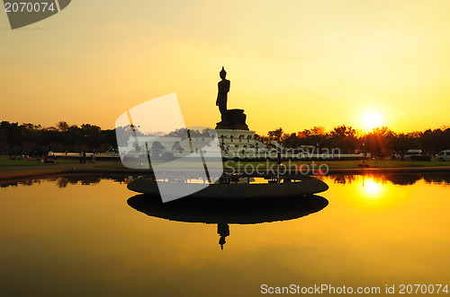 Image of Silhouette Buddha image in Vitarka Mudra Buddhamonthon, Nakhon Pathom, Thailand 