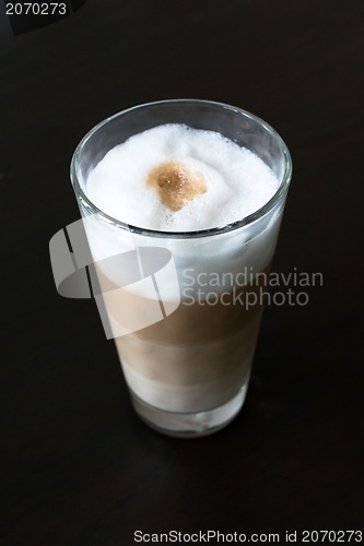 Image of Glass with classic latte coffee